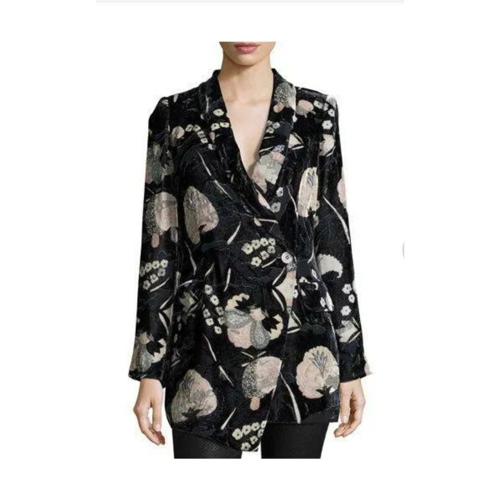 Haute Hippie Bond Floral Velour Blazer Solitaire‎ Burnout Silk Jacket Size 6/8?